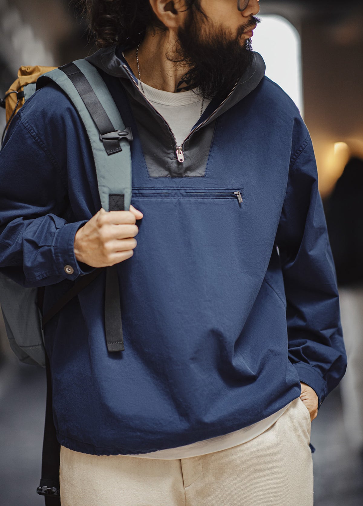 American Retro Color Matching Hooded Standard Deck Suit Pullover Men's Sweater - Harmony Gallery