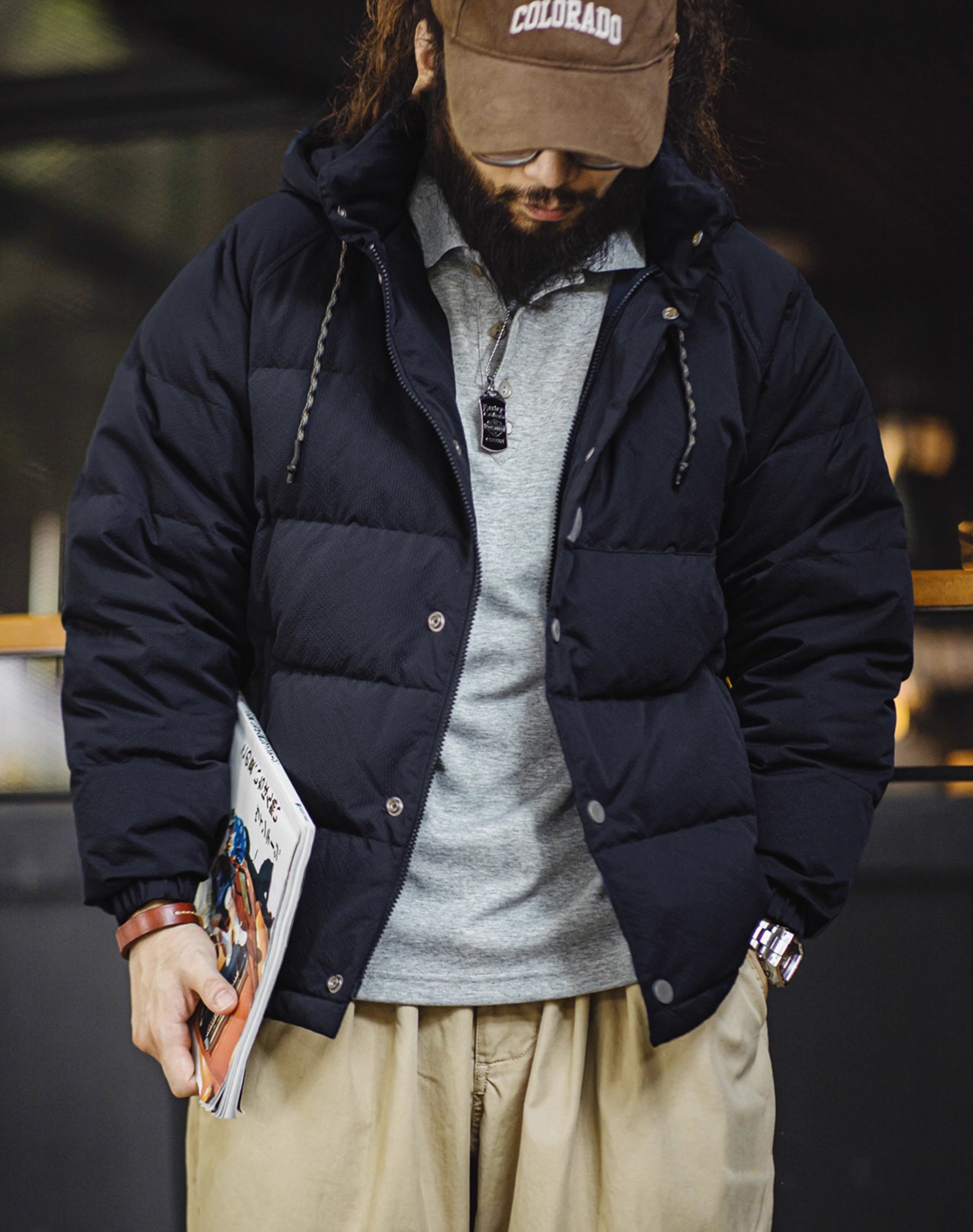 American Retro 90 White Duck Down Hooded Warm Men's Jacket - Harmony Gallery