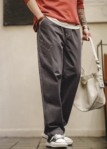 American Retro Multi-Pocket Pure Cotton Straight Men's Trousers - Harmony Gallery