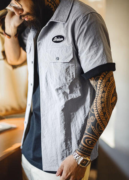 American Retro Speed And Passion Cuban Collar Tough Guy Men's Shirt - Harmony Gallery