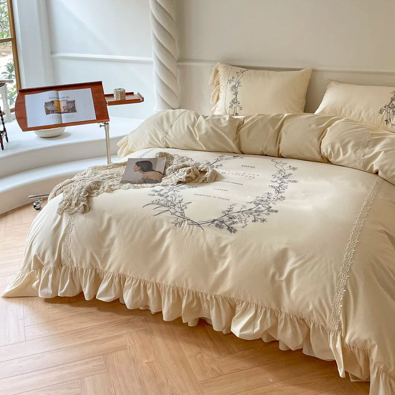 French Light Luxury High-End Four-Piece Princess Cotton Bed Set - Harmony Gallery
