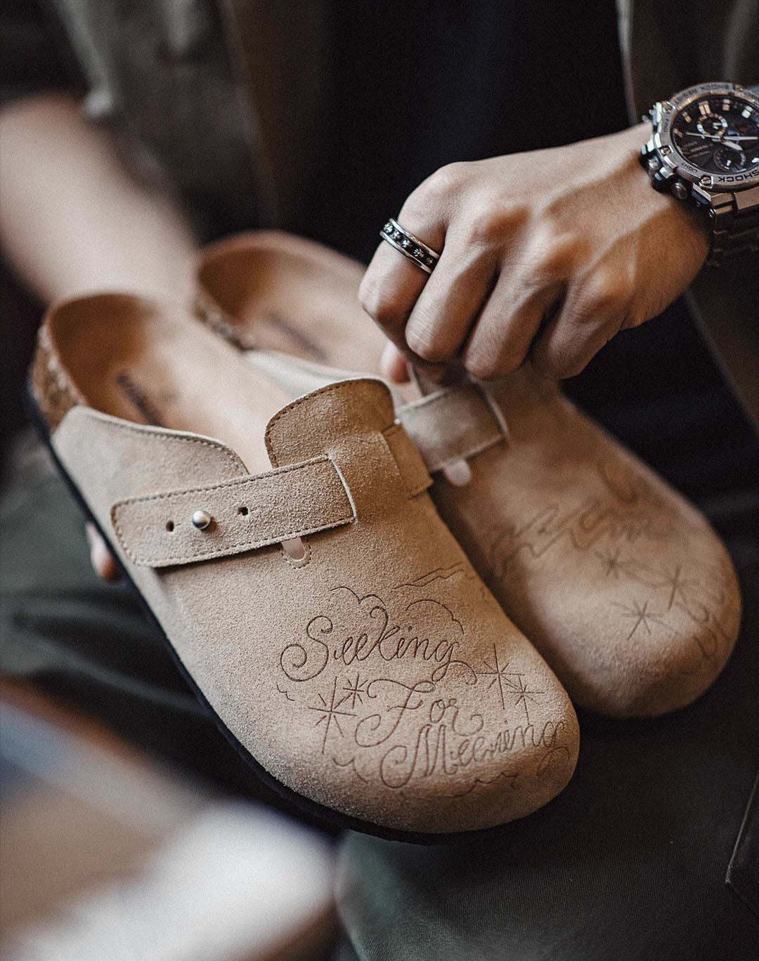 Illustration Of Mules And Half-Slippers Outerwear Cork Leather Unisex Sandal - Harmony Gallery