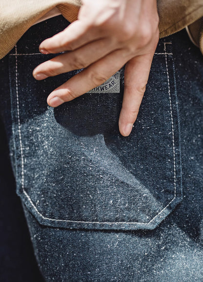 American Retro Snowflake Denim Copper Sulfate Washed Men's Jeans - Harmony Gallery