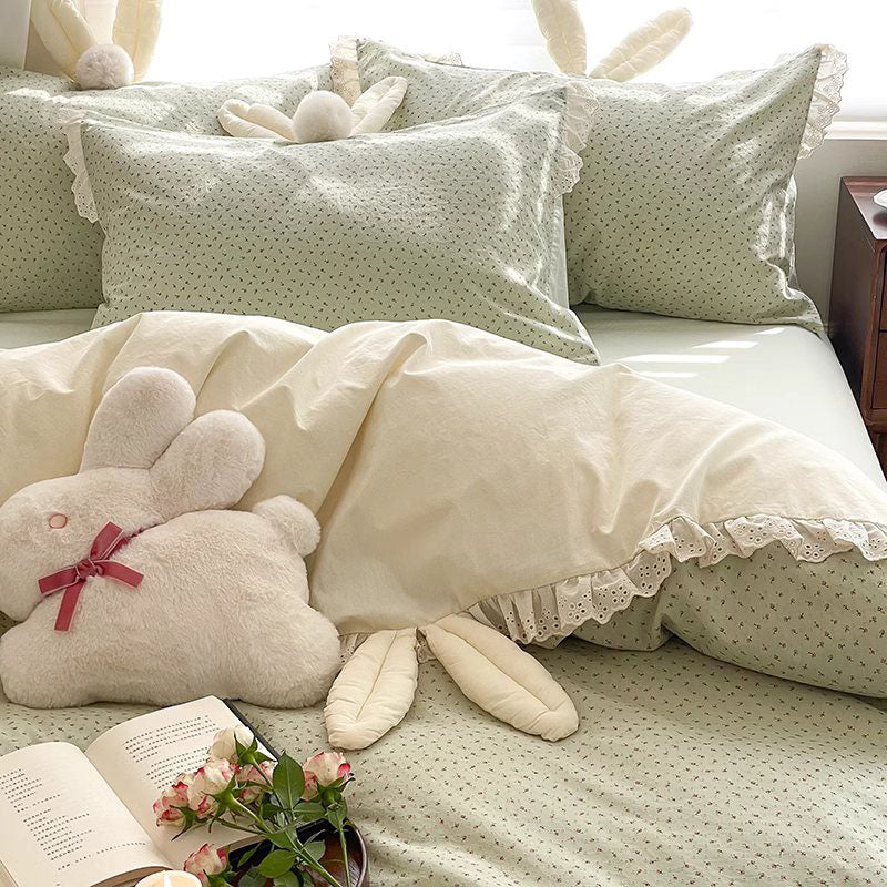 French Princess Floral Heart Cotton Four-Piece Bed Set - Harmony Gallery