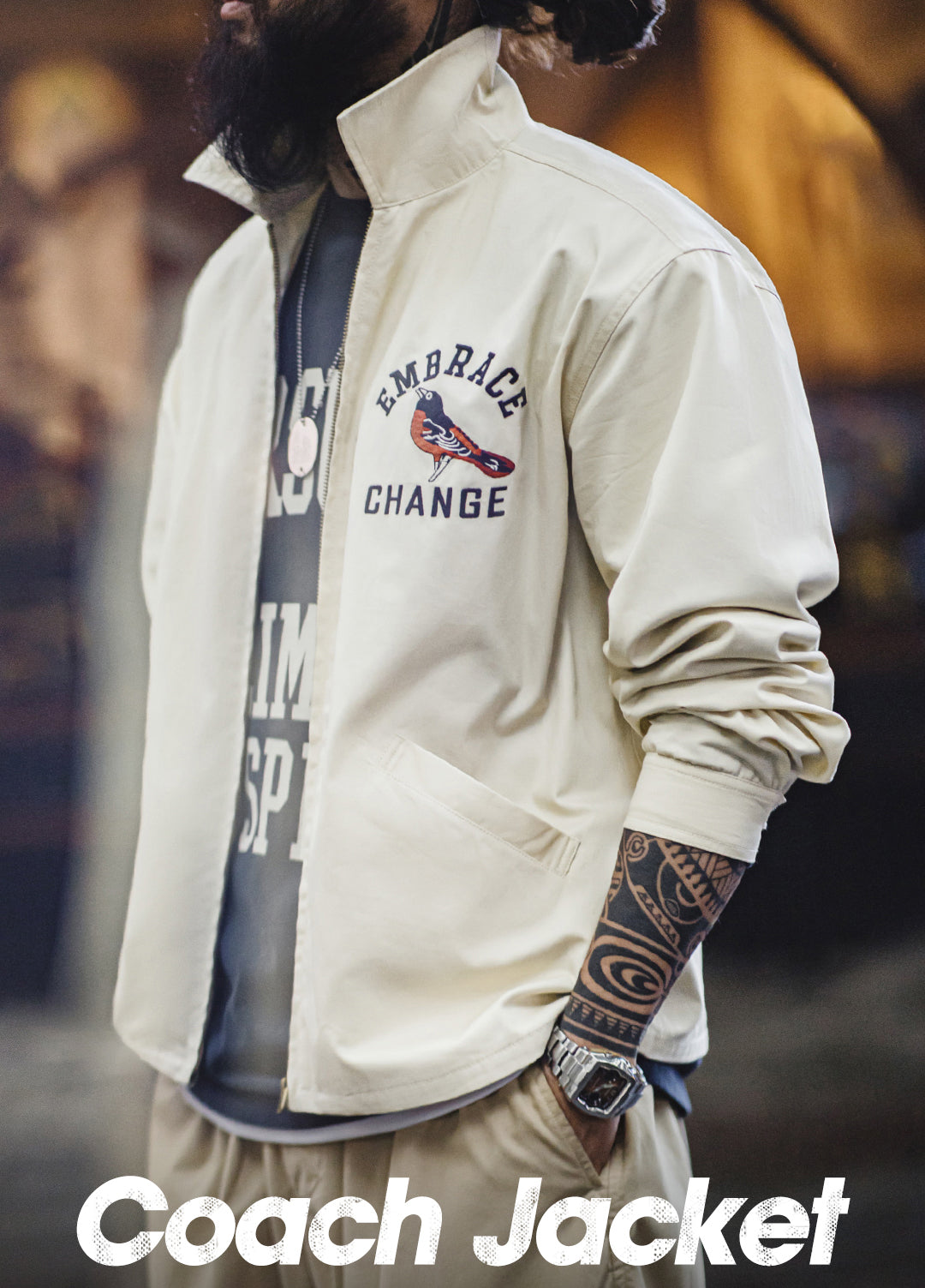 American Retro Embroidered Coach Coat Silhouette Spring Men's Jacket - Harmony Gallery