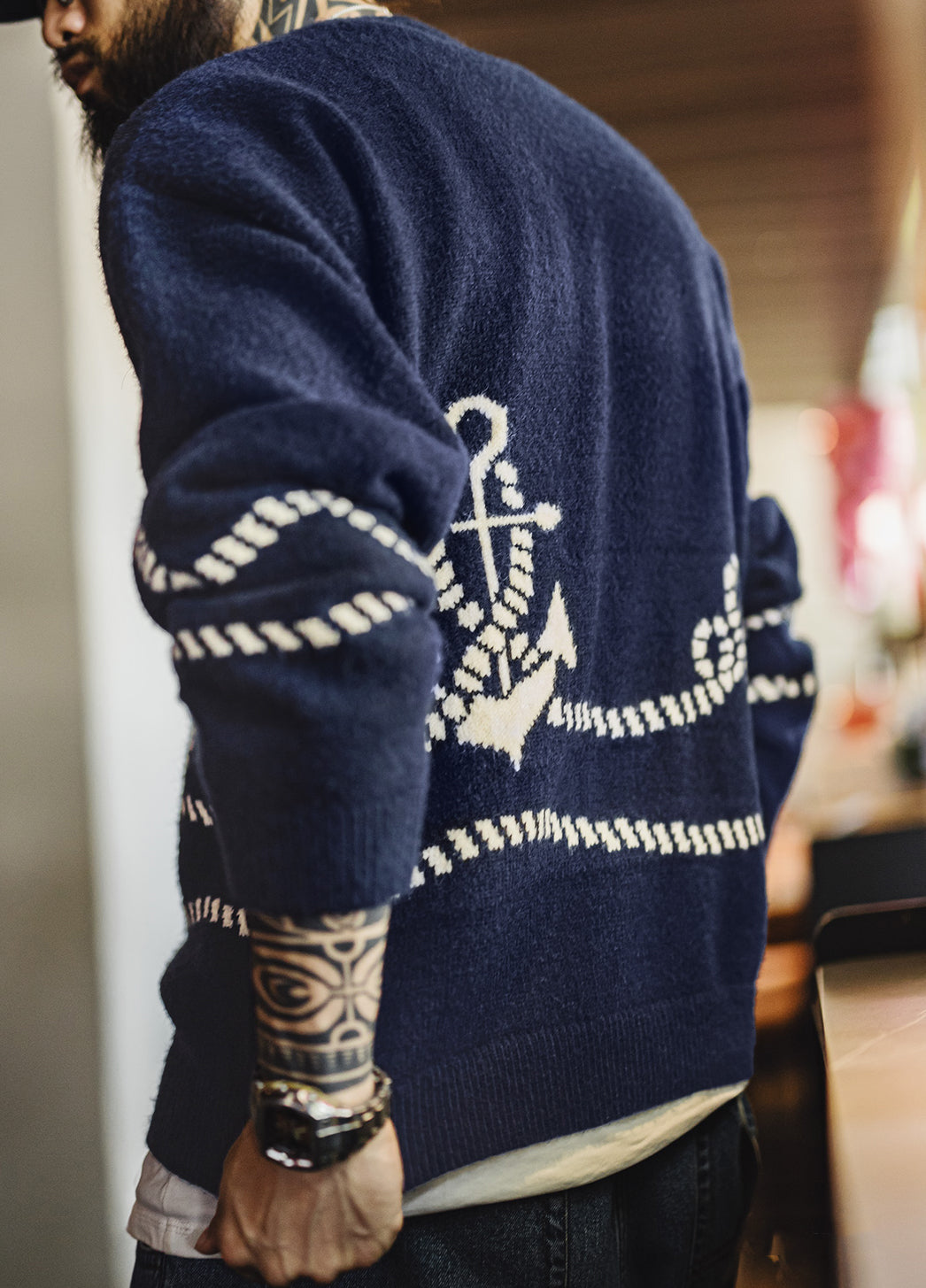 American Retro Pullover Wearable With Knitwear And Fleece-Lined Men's Sweater - Harmony Gallery