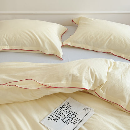 Nordic Solid Color Washed Four-Piece Pure Cotton Suitable For All Seasons Bed Set - Harmony Gallery