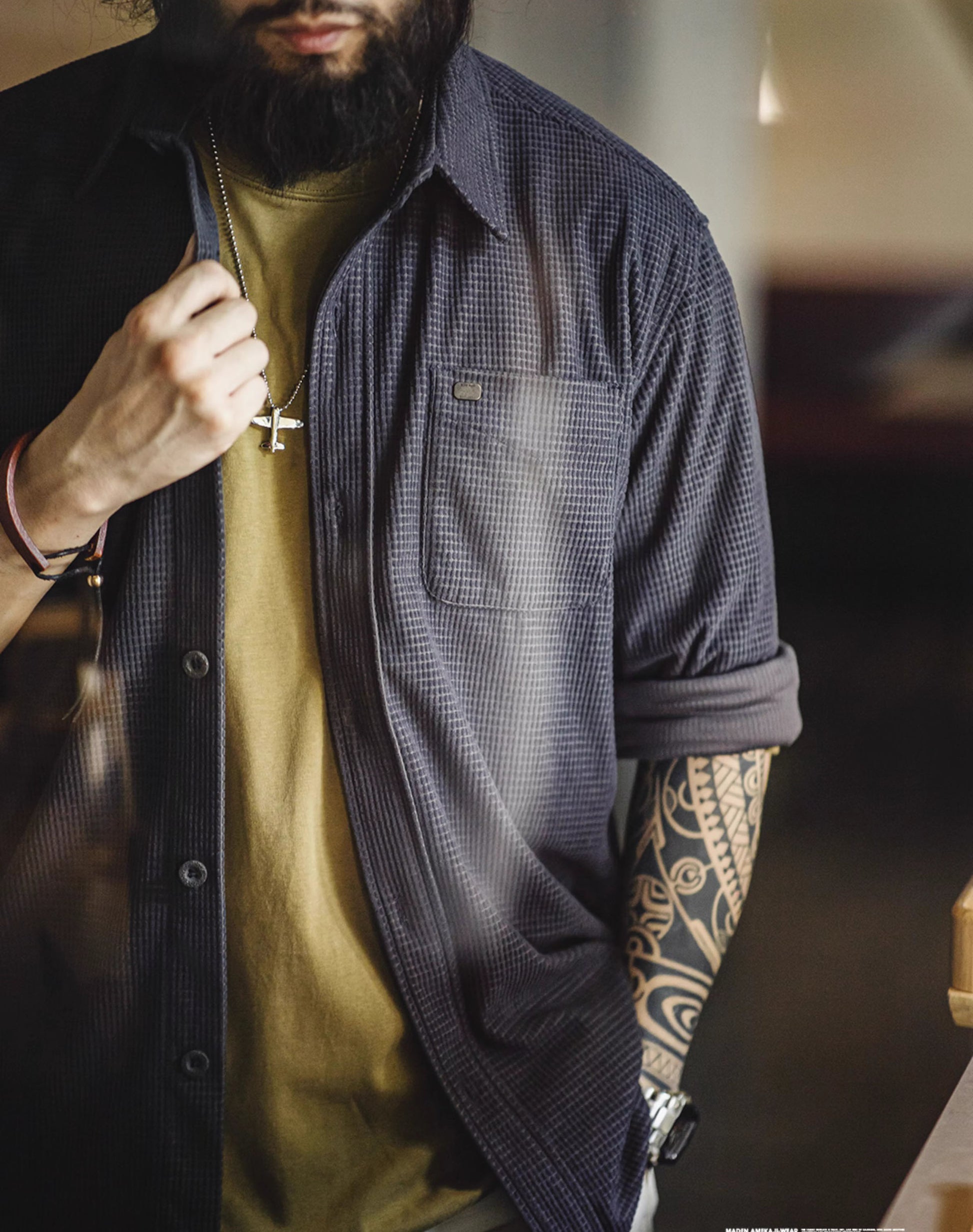 American Retro Workwear Corn Grain Relaxed Men's Shirt - Harmony Gallery