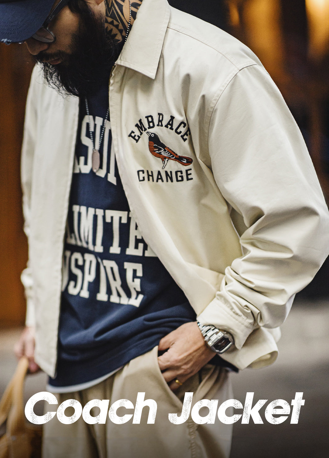 American Retro Embroidered Coach Coat Silhouette Spring Men's Jacket - Harmony Gallery