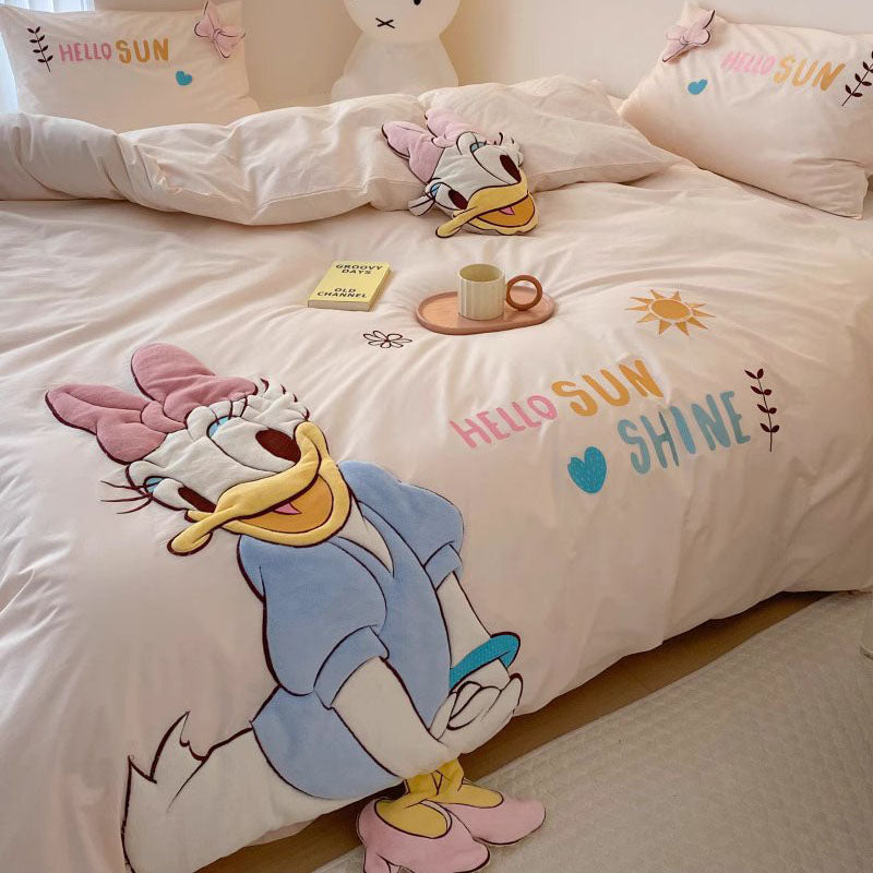 Disney Donald Duck Princess Daisy Washed Four-Piece Cotton Bed Set - Harmony Gallery