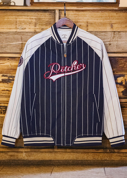 American Retro Striped Baseball Letter Embroidery Contrast Color Men's Jacket - Harmony Gallery