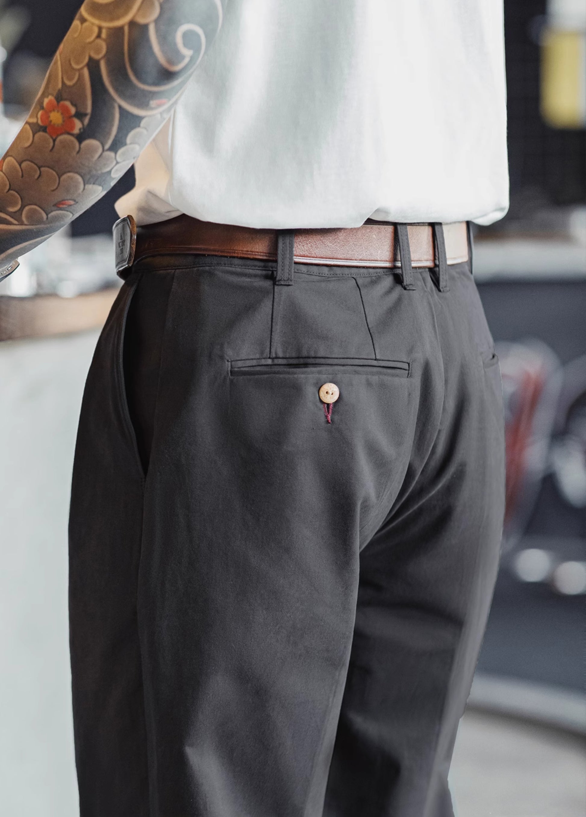 American Workwear Retro Chino Tapered Cotton Straight Men's Trousers - Harmony Gallery
