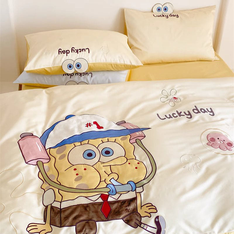 Cute SpongeBob SquarePants Pure Cotton Four-Piece Bed Set - Harmony Gallery