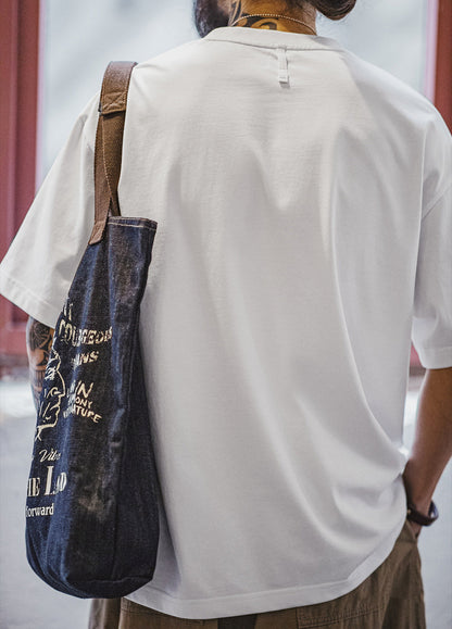 American Retro Distressed Letter Print  Drop Shoulder Thin  Men's T-Shirt