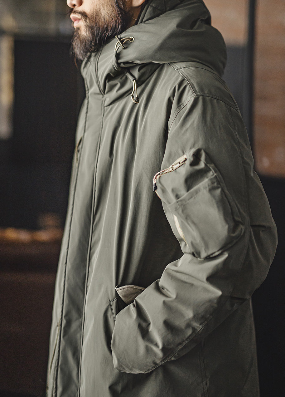 American Retro M51 Down Mid-Length Coat Fishtail Grayish Green Daily Men's Jacket - Harmony Gallery
