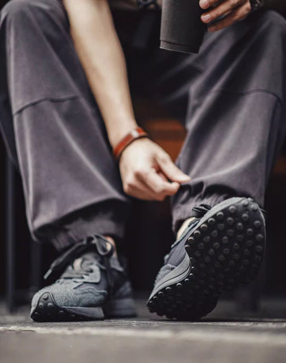American Retro Warrior Pure Black Leisure Men's Sports Shoes - Harmony Gallery