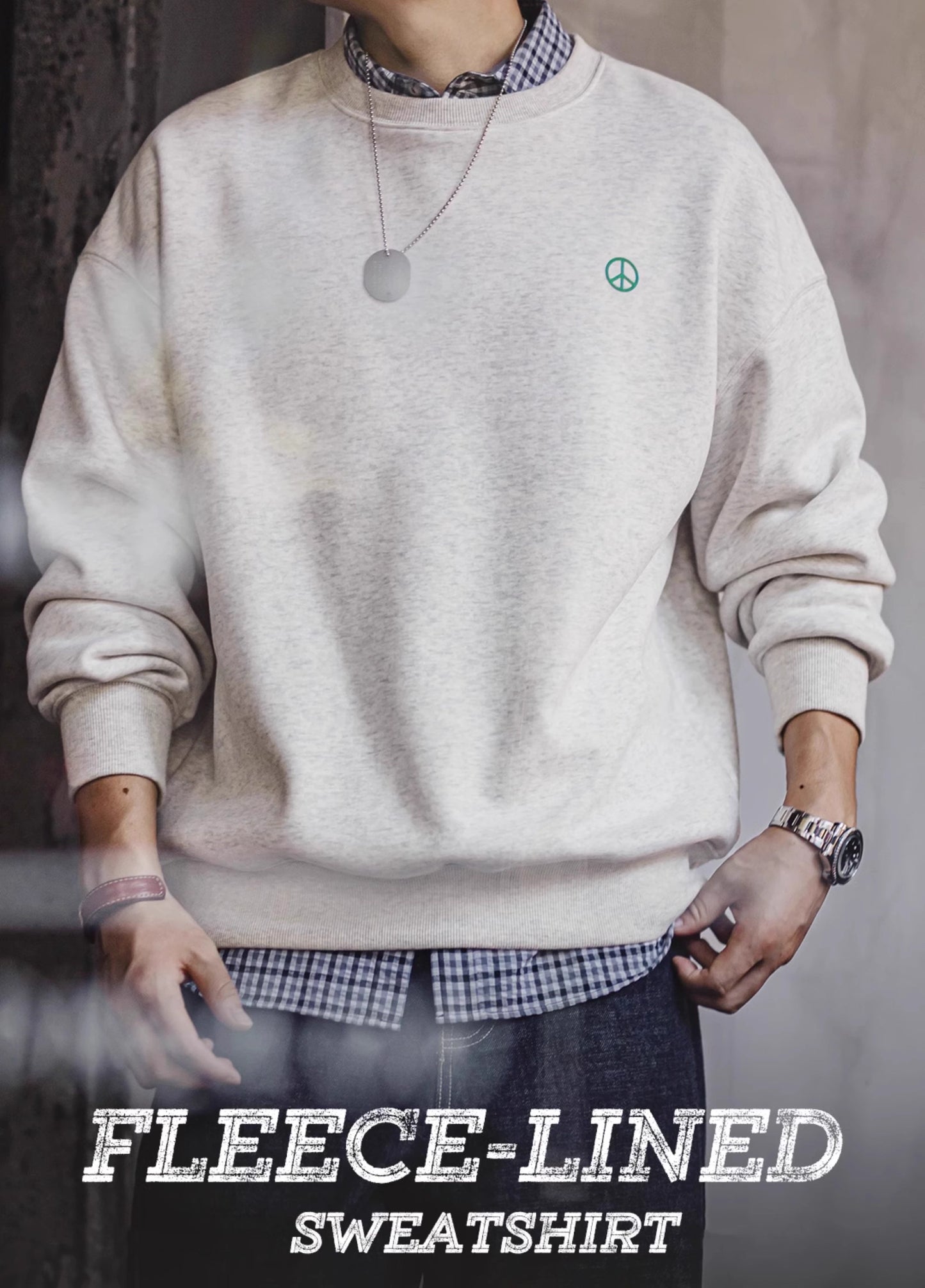 American Plus Velvet Basic Youth Popularity Loose Shoulder Men's Sweater - Harmony Gallery