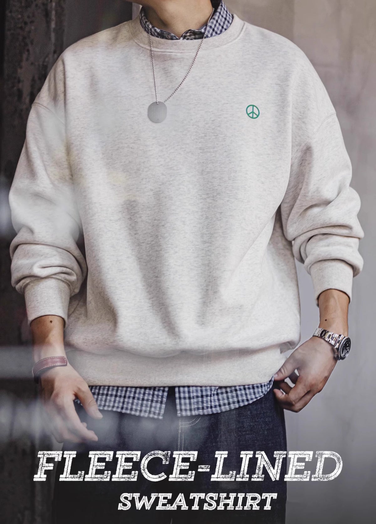American Plus Velvet Basic Youth Popularity Loose Shoulder Men's Sweater - Harmony Gallery