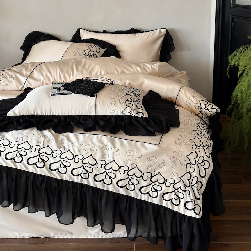 French Love Lace Cotton Four-Piece Heat Storage And Warmth Bed Set - Harmony Gallery