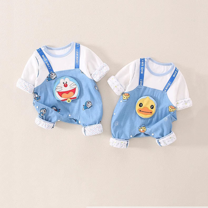 Cute Cartoon Long-Sleeved Spring and Autumn Full Moon Baby Boy's Romper - Harmony Gallery