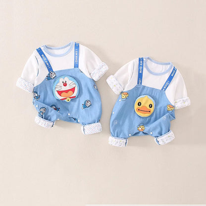 Cute Cartoon Long-Sleeved Spring and Autumn Full Moon Baby Boy's Romper - Harmony Gallery