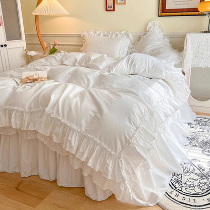 Nordic Light Luxury Princess Lace Net Cotton Four-piece Bed Set - Harmony Gallery