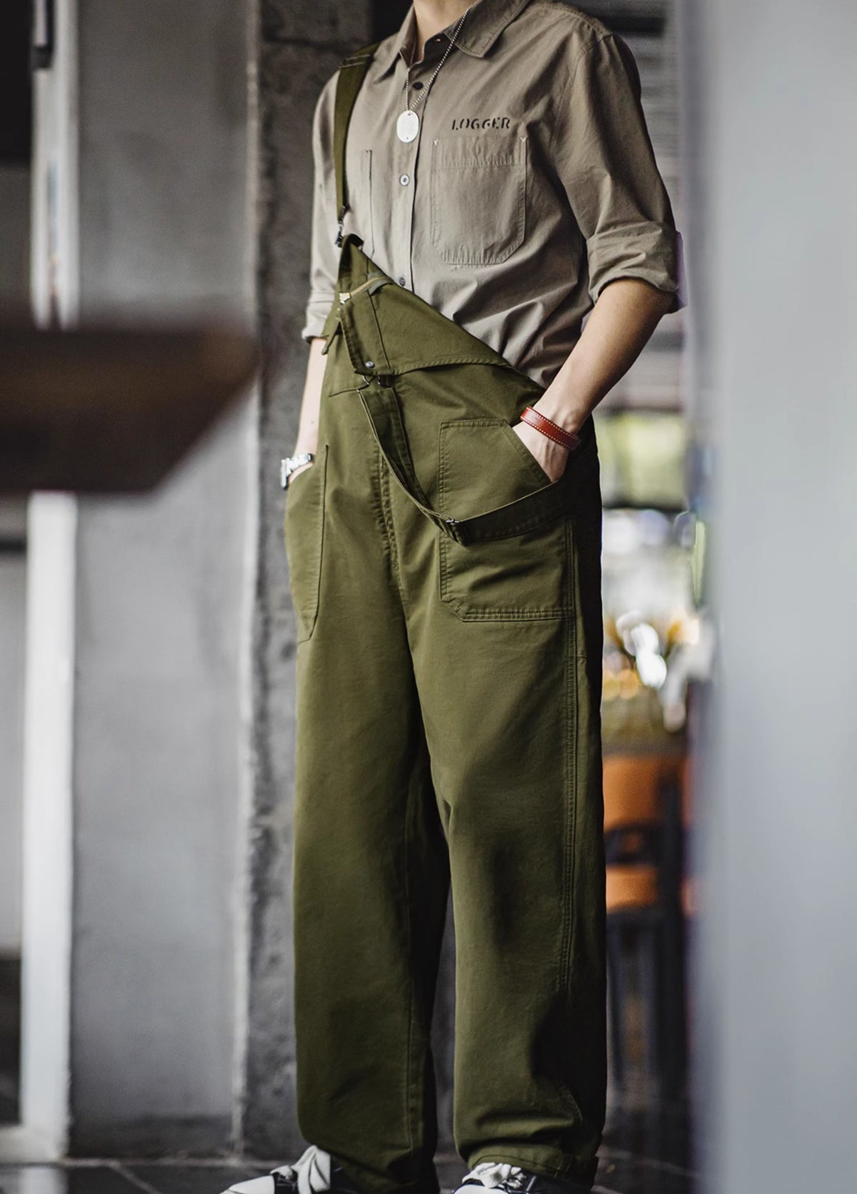 American Retro Navy Deck Suspenders Casual Jumpsuit Men's Overalls - Harmony Gallery