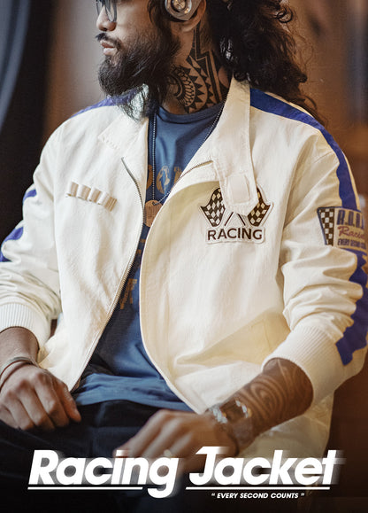 American Retro Embroidered Racing F1 Driver Suit Spring Men's Jacket - Harmony Gallery