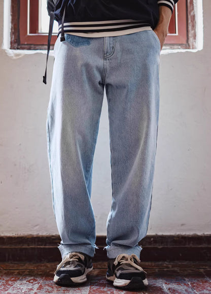 American Retro Workwear Washed Denim Pure Cotton Men's Jeans - Harmony Gallery