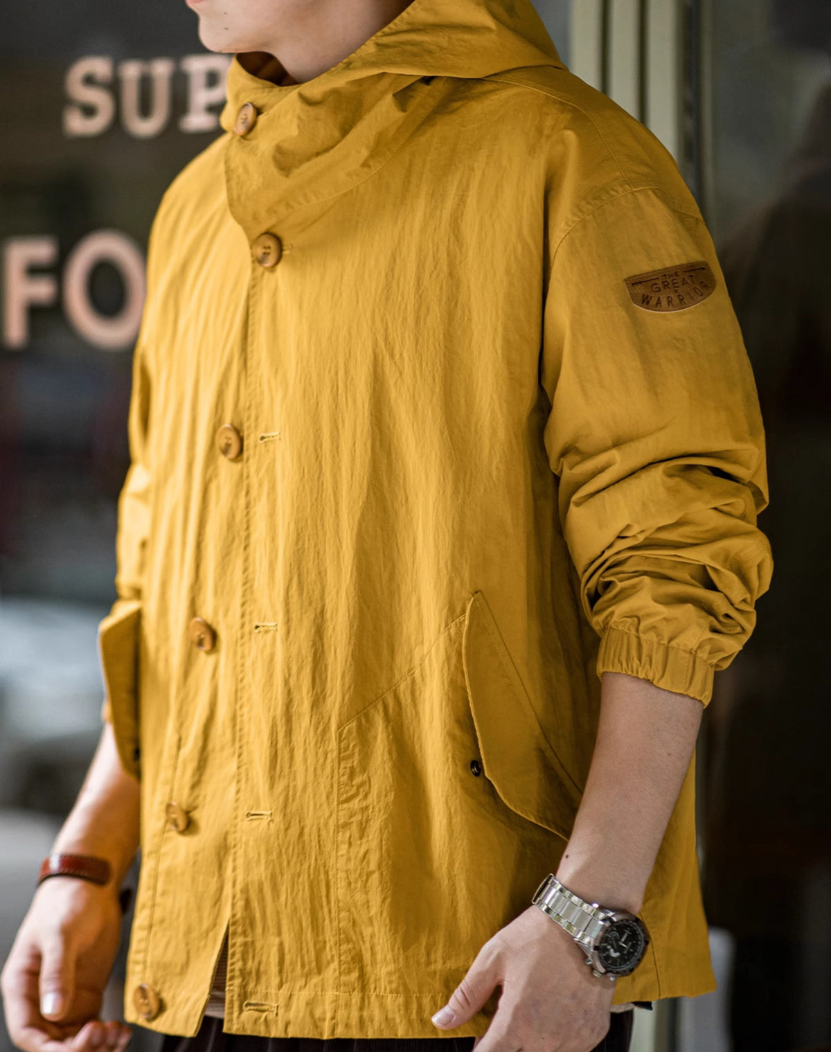 American Retro Pleated Thin Hooded Texture Outdoor Men's Jacket - Harmony Gallery