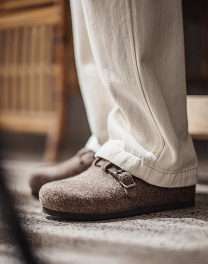 American Wool Felt Thickened Slip-On Outer Wear Cork Bottom Men's Sandal - Harmony Gallery