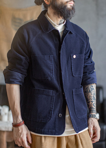American Retro Corduroy Four-Pocket Hunting Short Thin Men's Jacket - Harmony Gallery