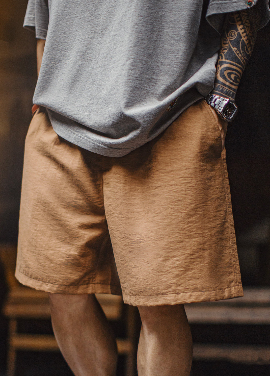American Lyocell Faux Linen High-End Old-Money Thin Summer Men's Shorts