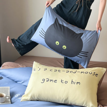 Cartoon Black Cat Pure Cotton Skin-Friendly Four-Piece Bed Set - Harmony Gallery