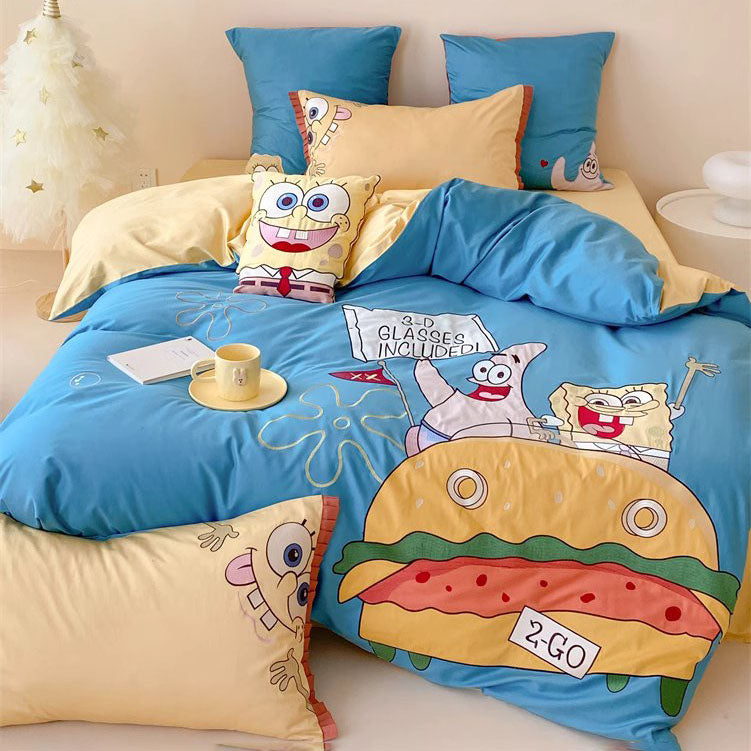 Cute SpongeBob SquarePants Pure Cotton Four-Piece Bed Set - Harmony Gallery