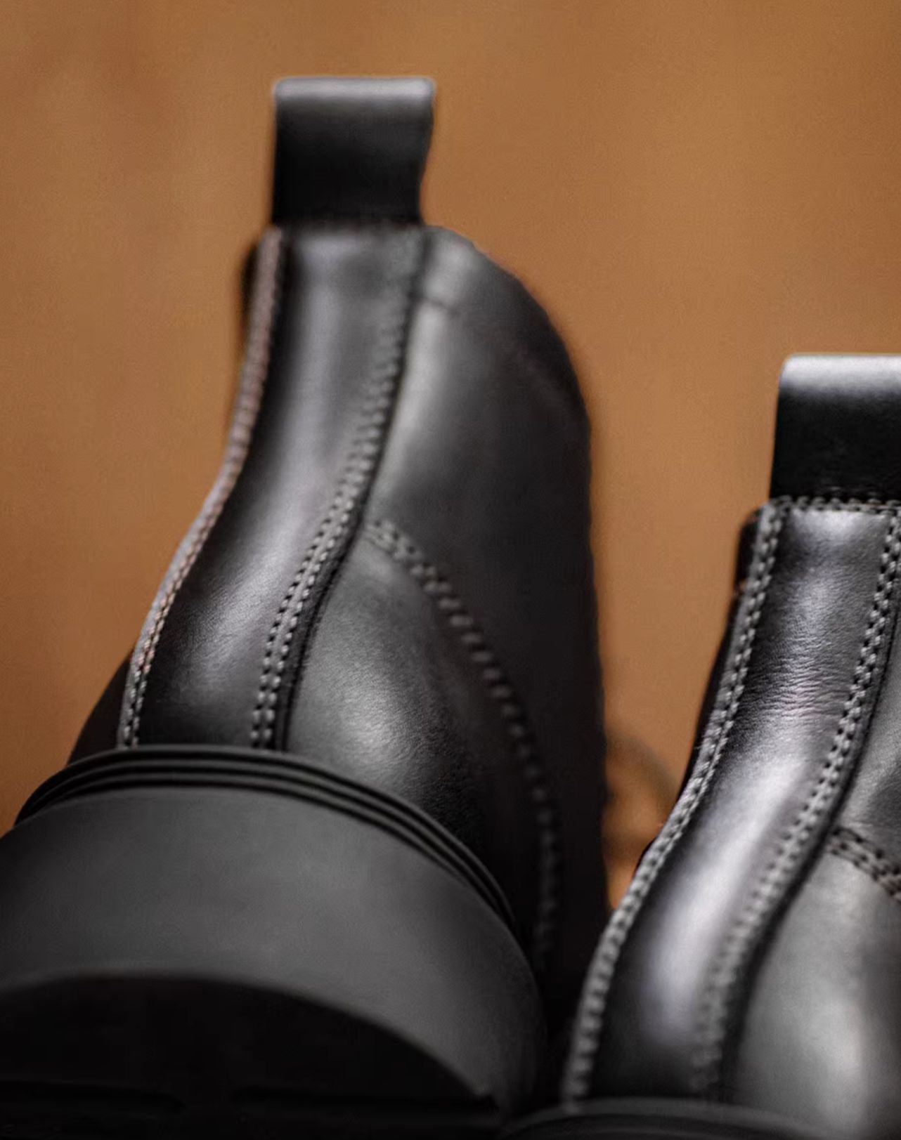 American Retro Work Black Mid-Top Thick-Soled Brogue Men's Boot - Harmony Gallery
