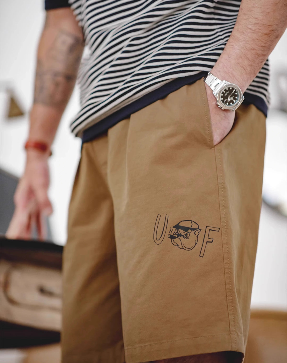 American Retro Graffiti Printed Pure Cotton Half-Length Men's Shorts - Harmony Gallery