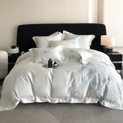 Light Luxury Cotton Exquisite Butterfly Embroidered Four-Piece Bed Set - Harmony Gallery