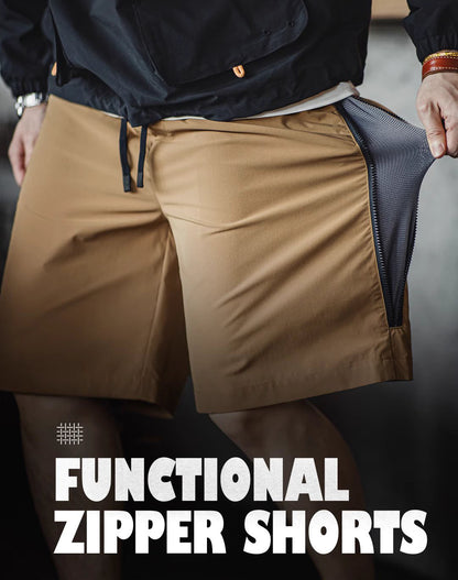 Mountain Contrast Color Splicing Zipper Functional Men's Shorts - Harmony Gallery