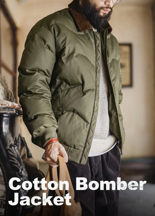 American Retro CWU 45 P Flight Short Warm Bomber Cotton-Padded Men's Jacket - Harmony Gallery