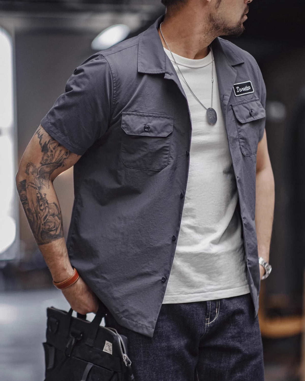 American Retro Toretto Tough Guy Lapel Thin Men's Shirt - Harmony Gallery