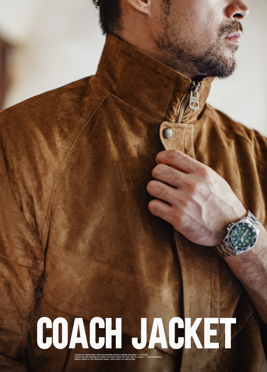 American Retro Suede Coach With Short Soft Velvet Surface Men's Jacket - Harmony Gallery