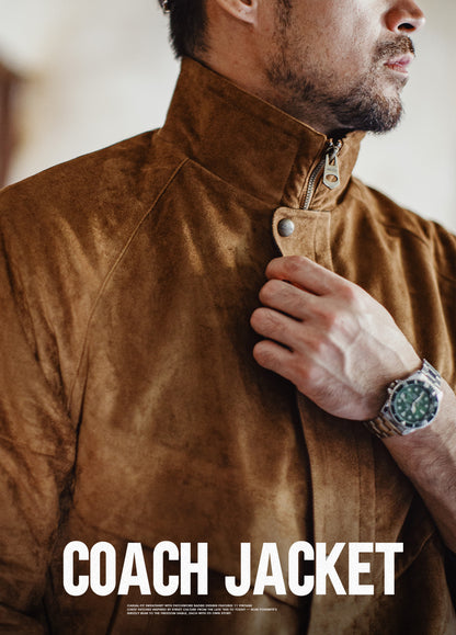 American Retro Suede Coach With Short Soft Velvet Surface Men's Jacket - Harmony Gallery