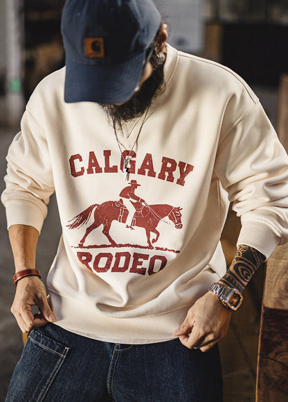 American Horse With Fleece Print Warm Thickened Pullover Men's Sweater