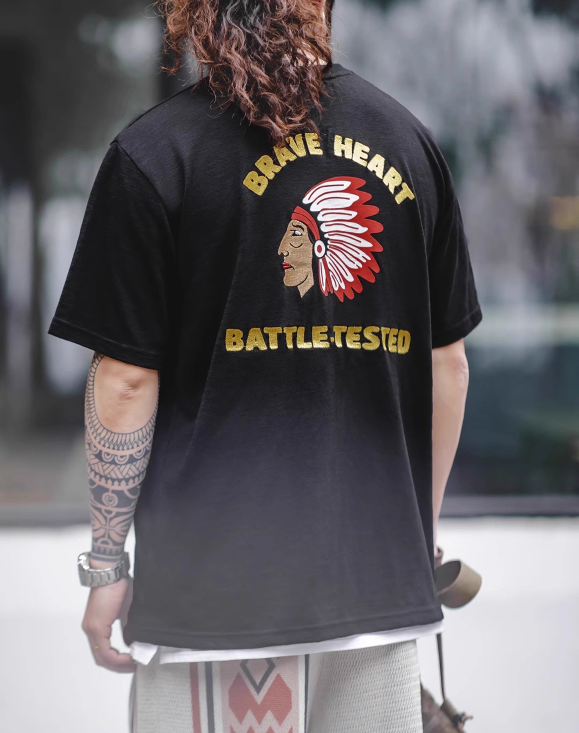 American Retro Navajo Heavy Embroidered Printed Men's T-Shirt - Harmony Gallery