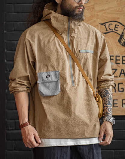 American Mountain Half Zip Pullover Contrast Color Thin Men's Sweater - Harmony Gallery