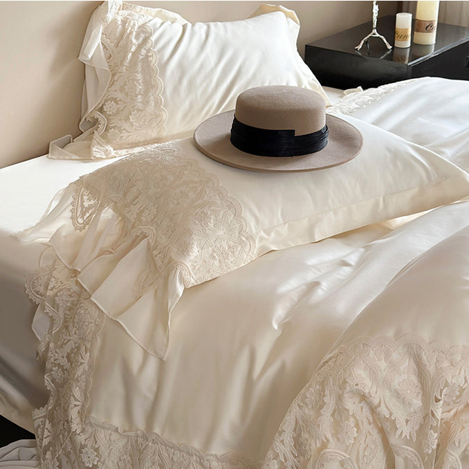 French Princess Romantic Lace Long-Staple Cotton Four-Piece Bed Set - Harmony Gallery