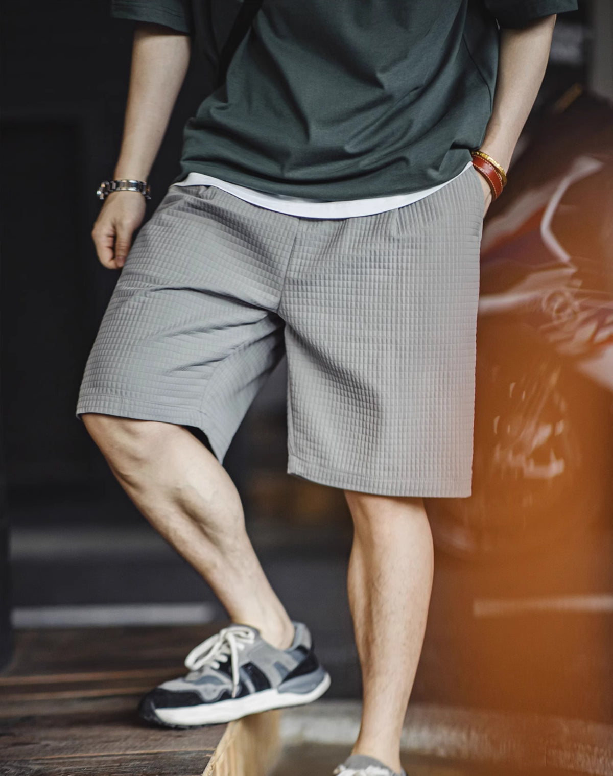 American Casual Square Silhouette Texture Anti-Wrinkle Men's Shorts - Harmony Gallery