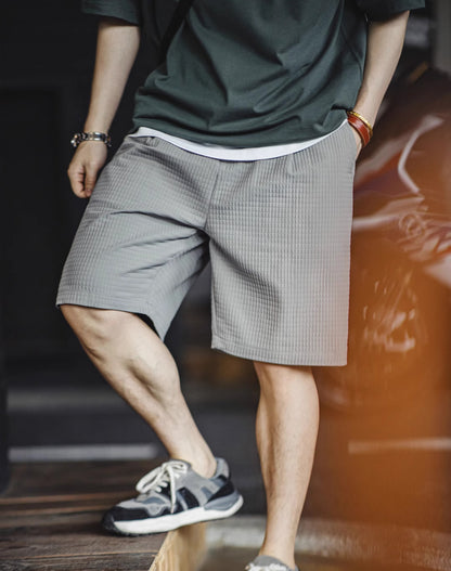 American Casual Square Silhouette Texture Anti-Wrinkle Men's Shorts - Harmony Gallery