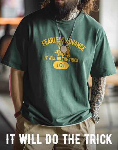 American Workwear Retro Contrast Color Letter Print Men's T-Shirt - Harmony Gallery